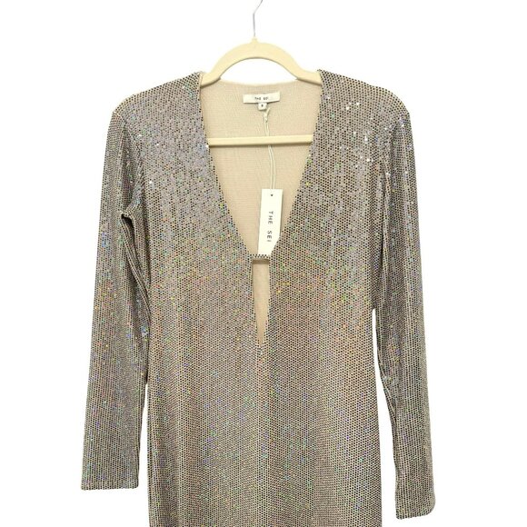 The Sei $679 Frost Crystals Keyhole Maxi Formal Dress Size Small NWT - Picture 6 of 10